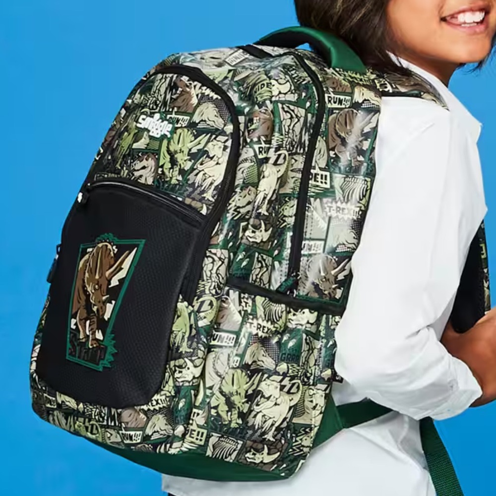 Smiggle Three Zip Compartments Dinosaur Backpack Padded Shoulder Straps / Laptop